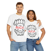 Load image into Gallery viewer, EAT THE RICH transparent Unisex Heavy Cotton Tee Printify